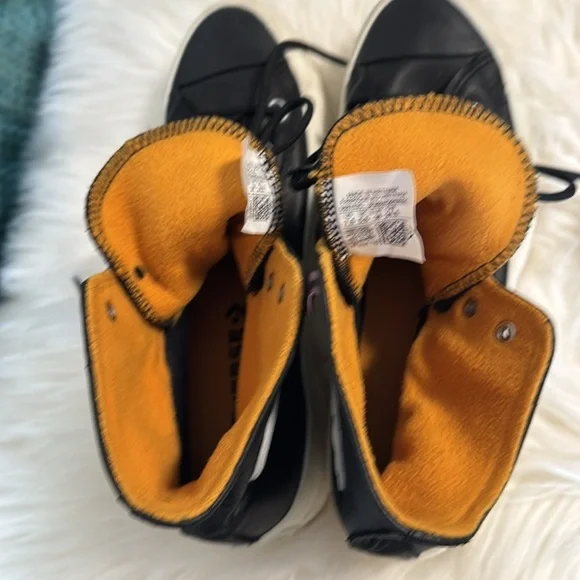 Black High-Top Sneakers with Orange Lining - Picture 2 of 4